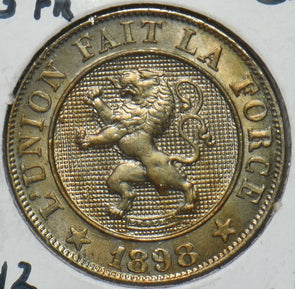 Belgium 1898 FR 10 Centimes Lion animal Ch BU KM 42 491055 combine shipping