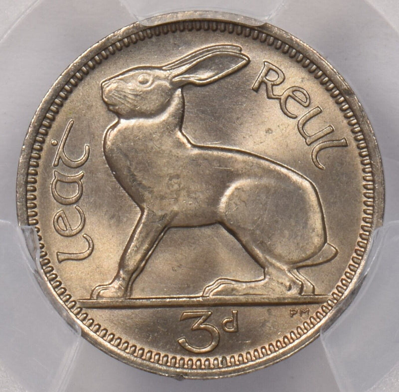 Ireland 1968 3 Pence Hare animal PCGS MS 65 PI0109 combine shipping
