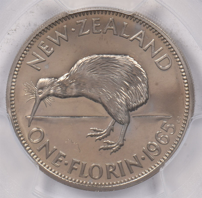 New Zealand 1965 Florin Kiwi Bird animal PCGS Proof like 66 PI0191