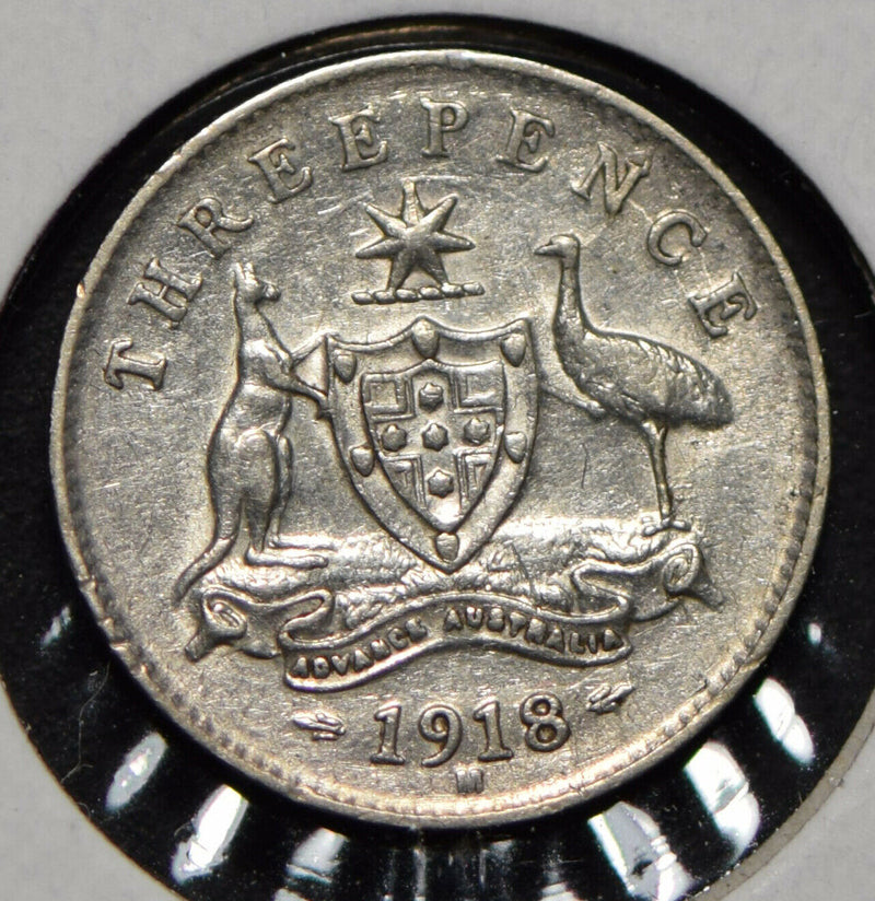 Australia 1918 3 Pence Kangaroo animal Emu  292013 combine shipping