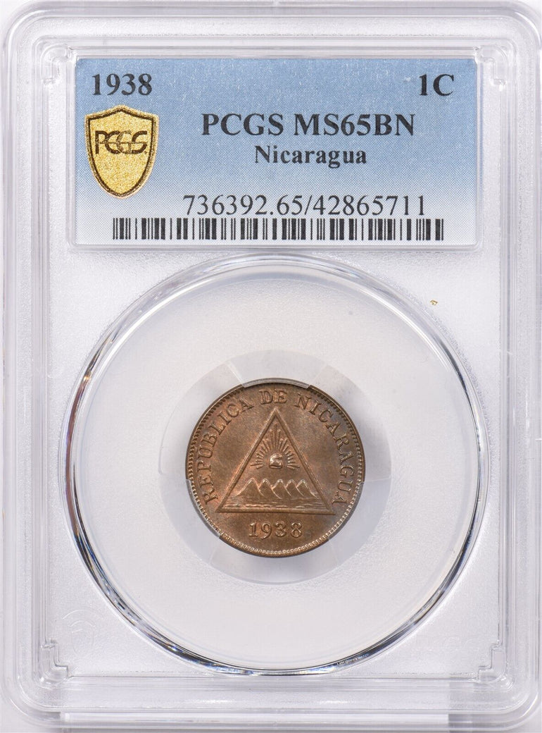 Nicaragua 1938 Centavo PCGS MS 65 BROWN PI0169 combine shipping