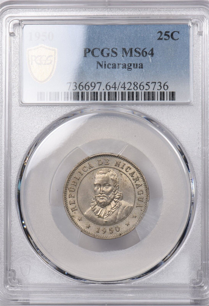 Nicaragua 1950 25 Centavos PCGS MS 64 PI0120 combine shipping