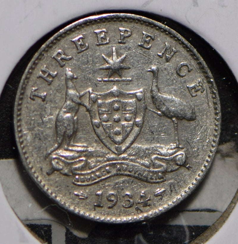 Australia 1934 3 Pence Kangaroo animal Emu  901255 combine shipping
