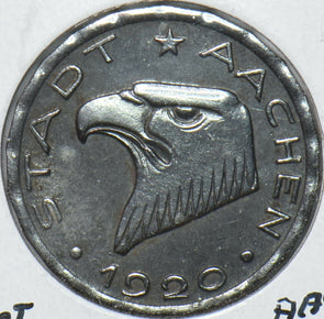 Germany 1920 50 Pfennig Eagle animal City of Aachen 296460 combine shipping