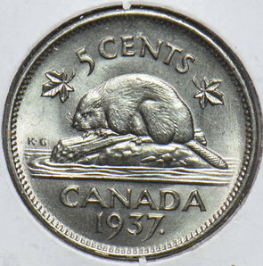 Canada 1937 5 Cents Beaver animal Georgivs VI 293324 combine shipping