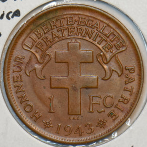 France 1943 Equatorial Africa Franc Rooster animal 491186 combine shipping