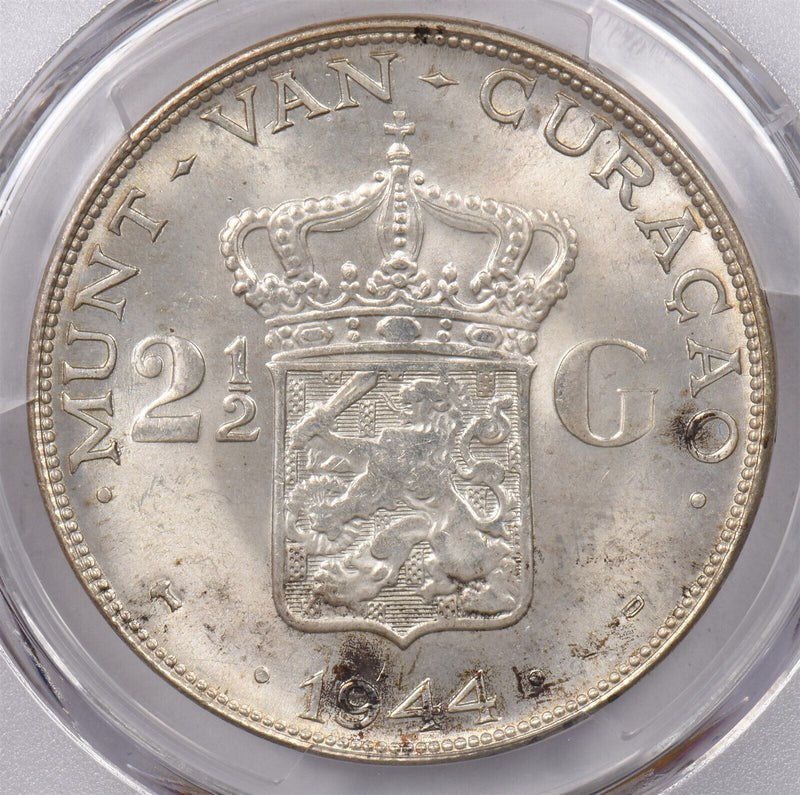 Curacao 1944 D 2 1/2 Gulden PCGS MS 64 PI0133 combine shipping