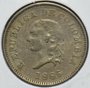 Colombia 1886 5 Centavos 293490 combine shipping