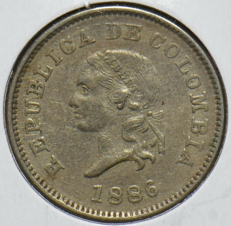 Colombia 1886 5 Centavos 293490 combine shipping