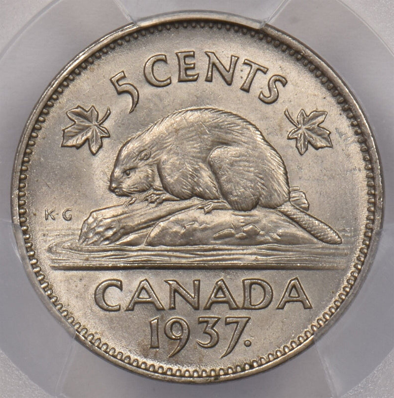 Canada 1937 5 Cents Beaver animal PCGS MS 64 Dot PI0062 combine shipping
