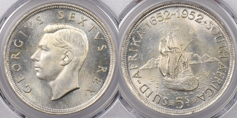 South Africa 1952 5 Shillings PCGS MS 64 300th Anni. funding of Capetown PI0131