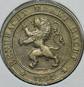 Belgium 1894 FL 5 Centimes Lion animal 195949 combine shipping