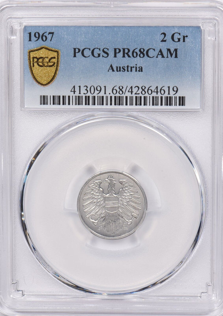 Austria 1967 2 Groschen Eagle animal PCGS PR 68CAM PI0092 combine shipping