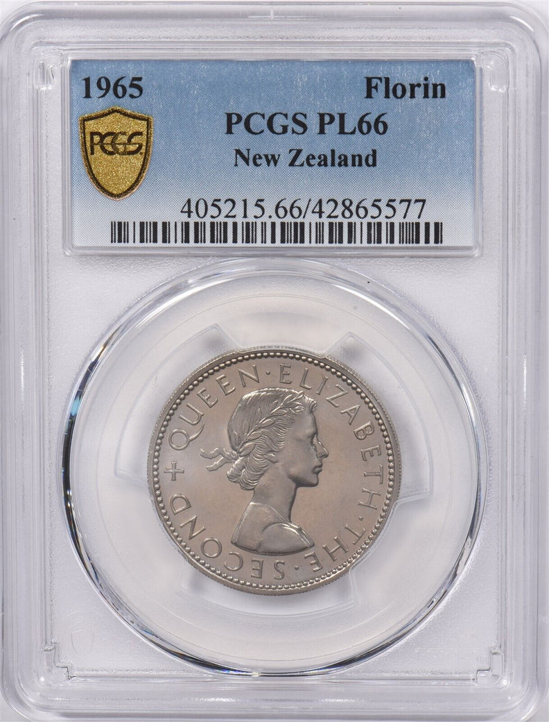 New Zealand 1965 Florin Kiwi Bird animal PCGS Proof like 66 PI0191