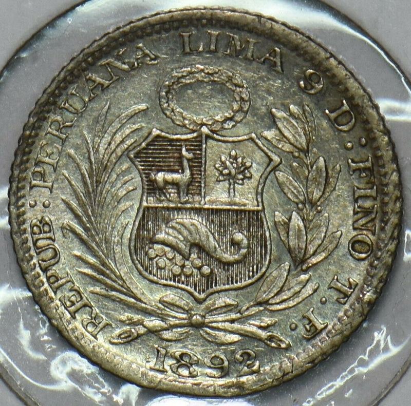Peru 1892 1/2 Dinero 196634 combine shipping