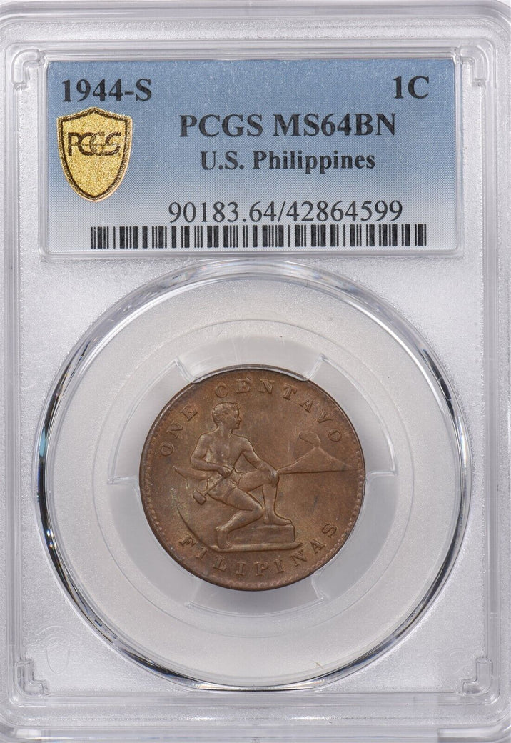 Philippines 1944 S Centavo Eagle animal PCGS MS 64 BROWN US PI0034 combine shipp