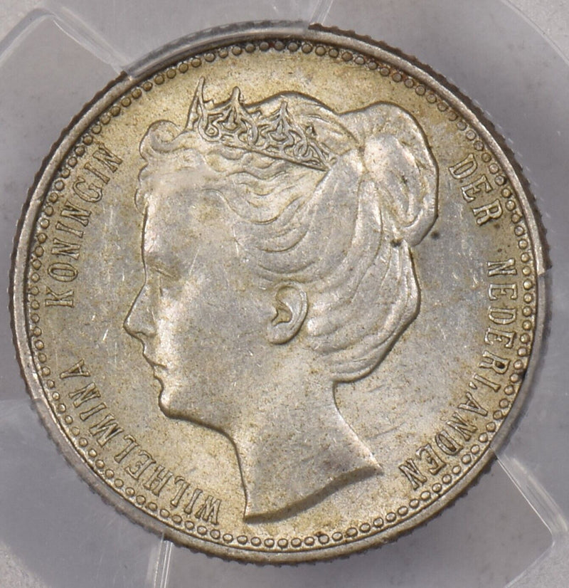 Netherlands 1901 25 Cents PCGS MS 63 Knobbed 25 PC1470 combine shipping
