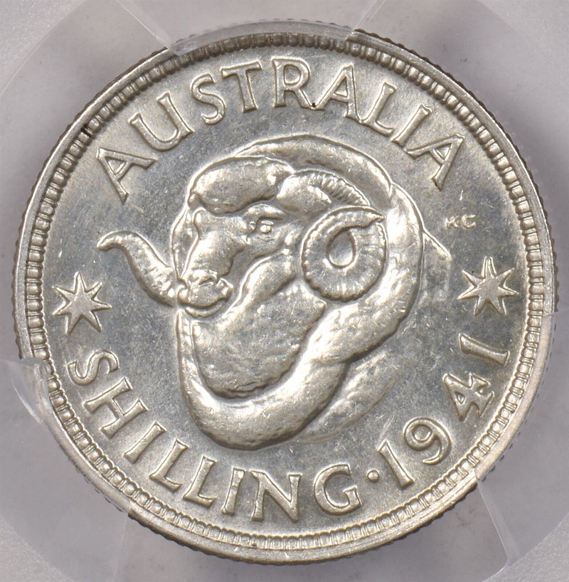 Australia 1941 M Shilling Ram animal PCGS MS 62 PI0124 combine shipping