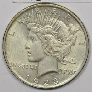 1923 Peace Dollar Silver Dark toning on reverse UNC U0249