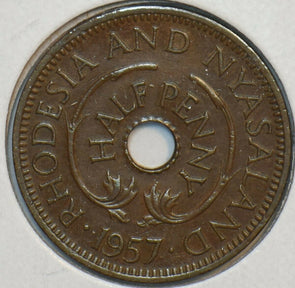 Rhodesia 1957 1/2 Penny Giraffe animal & Nyasaland 152108 combine shipping