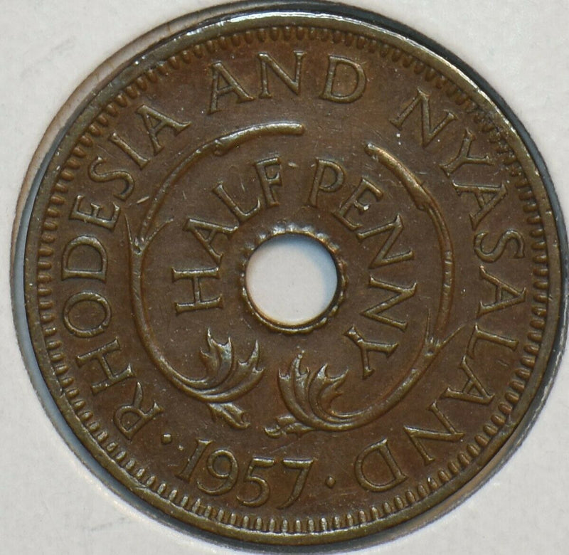 Rhodesia 1957 1/2 Penny Giraffe animal & Nyasaland 152108 combine shipping