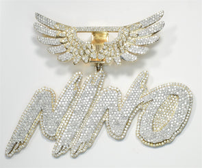 HUGE natural diamond gold pendant NINO