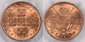 Portugal 1962 20 Centavos PCGS MS 66 RED PC1421 combine shipping
