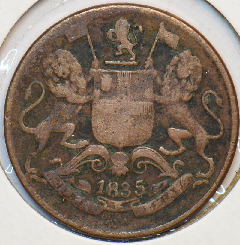 British India 1835 1/4 Anna Lion animal 151538 combine shipping