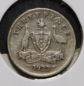 Australia 1927 3 Pence Kangaroo animal Emu  901262 combine shipping