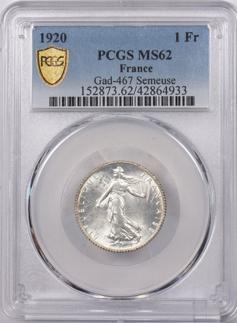 France 1920 Franc PCGS MS 62 Gad-467 Semeuse PI0195 combine shipping