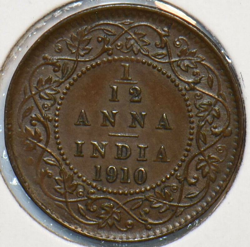 British India 1910 1/12 Anna 151539 combine shipping