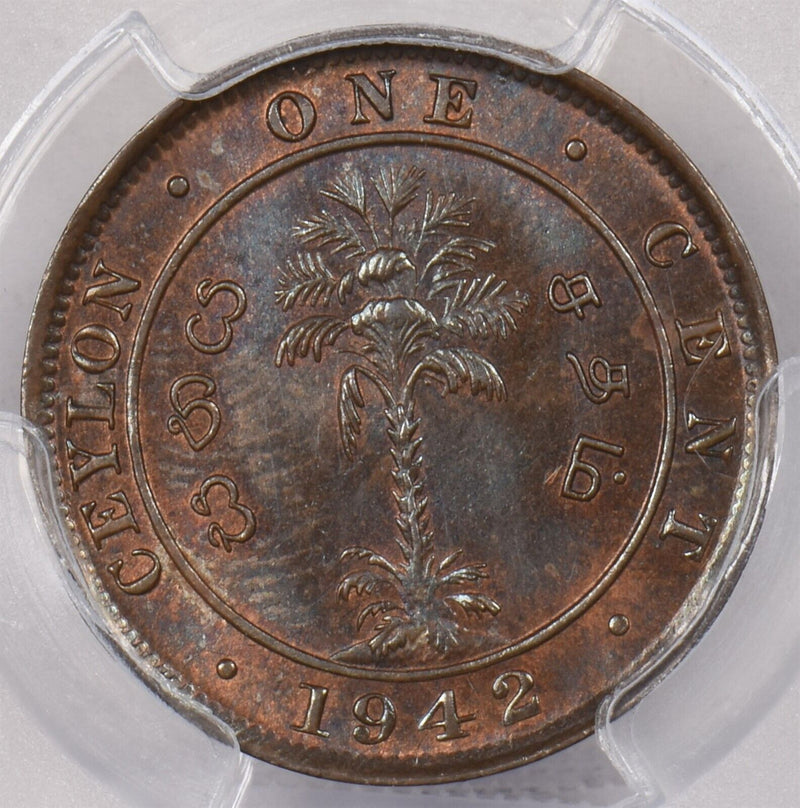 Ceylon 1942 Cent PCGS MS 64 BROWN PI0226 combine shipping
