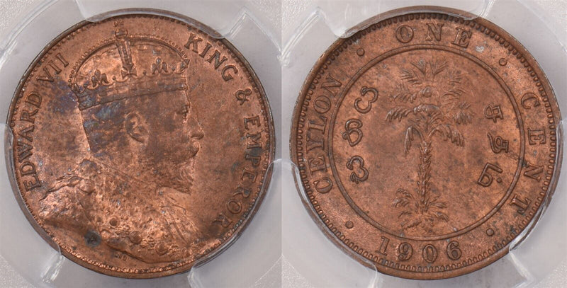 Ceylon 1906 cent PCGS MS 63 RED BROWN PI0201 combine shipping