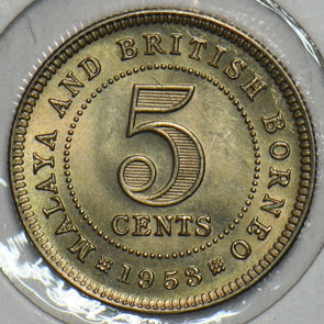 Malaya and British Borneo 1953 5 Cents Gem BU 297011 combine shipping
