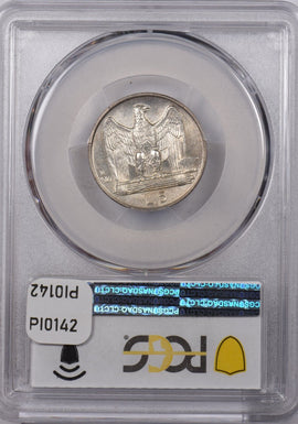 Italy 1927 R 5 Lire Eagle animal PCGS MS 61 FERT KM-67.2, Frosty White BU PI0142