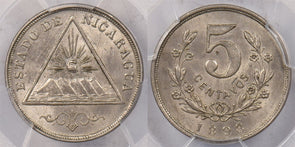 Nicaragua 1898 5 Centavos PCGS MS 63 PI0171 combine shipping