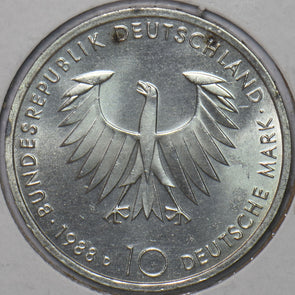 Germany 1988 10 Mark Eagle animal Arthur Schopenhauer's 200th birthday 195168 co