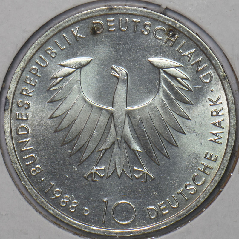 Germany 1988 10 Mark Eagle animal Arthur Schopenhauer's 200th birthday 195168 co