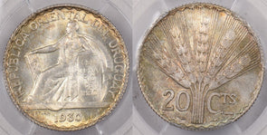 Uruguay 1930 20 Centesimos PCGS MS 66 PC1396 combine shipping
