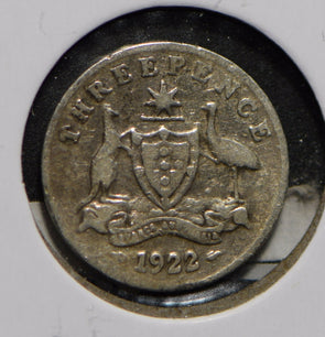 Australia 1922 3 Pence Kangaroo animal Emu  901243 combine shipping