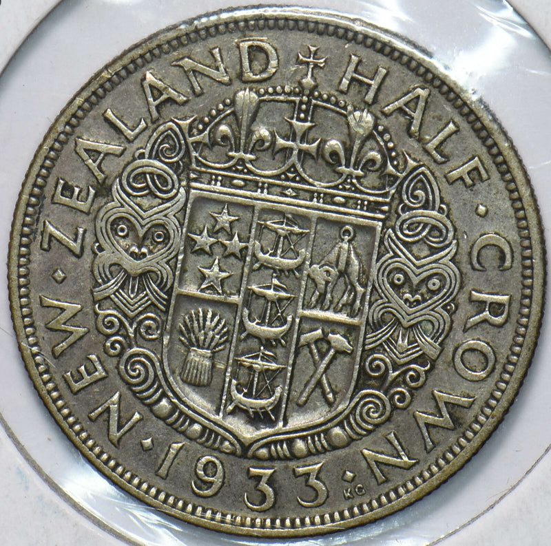New Zealand 1933 1/2 Crown Ram animal George V 192474 combine shipping