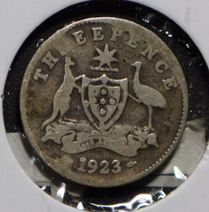 Australia 1923 3 Pence Kangaroo animal Emu  901239 combine shipping