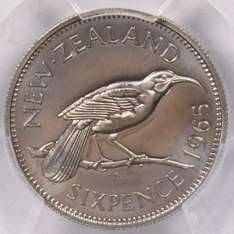 New Zealand 1965 6 Pence Huia bird animal PCGS PL 66 PI0163 combine shipping