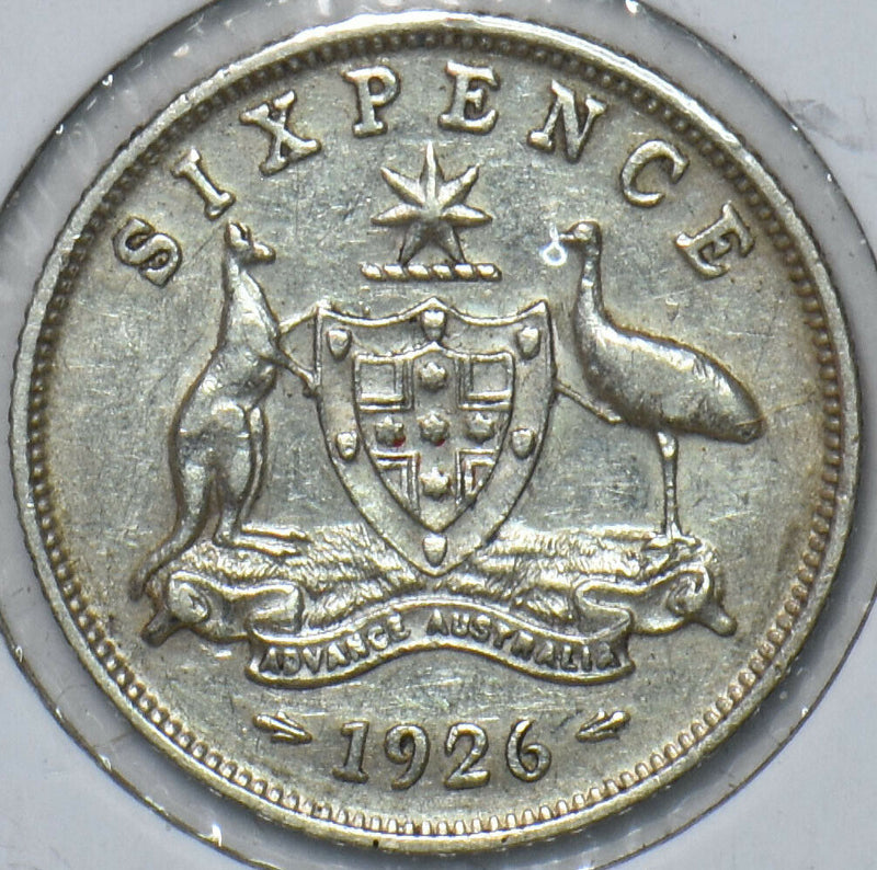 Australia 1926 6 Pence Kangaroo animal Emu 296414 combine shipping