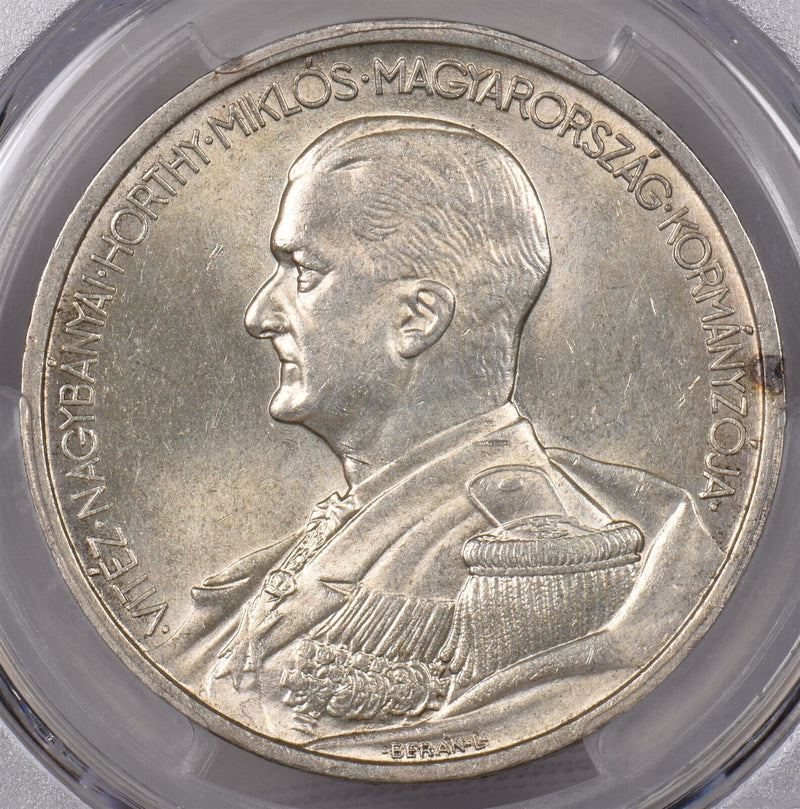 Hungary 1939 BP 5 Pengo PCGS Cleaned-UNC Detail Admiral Miklos Horthy PI0159 co