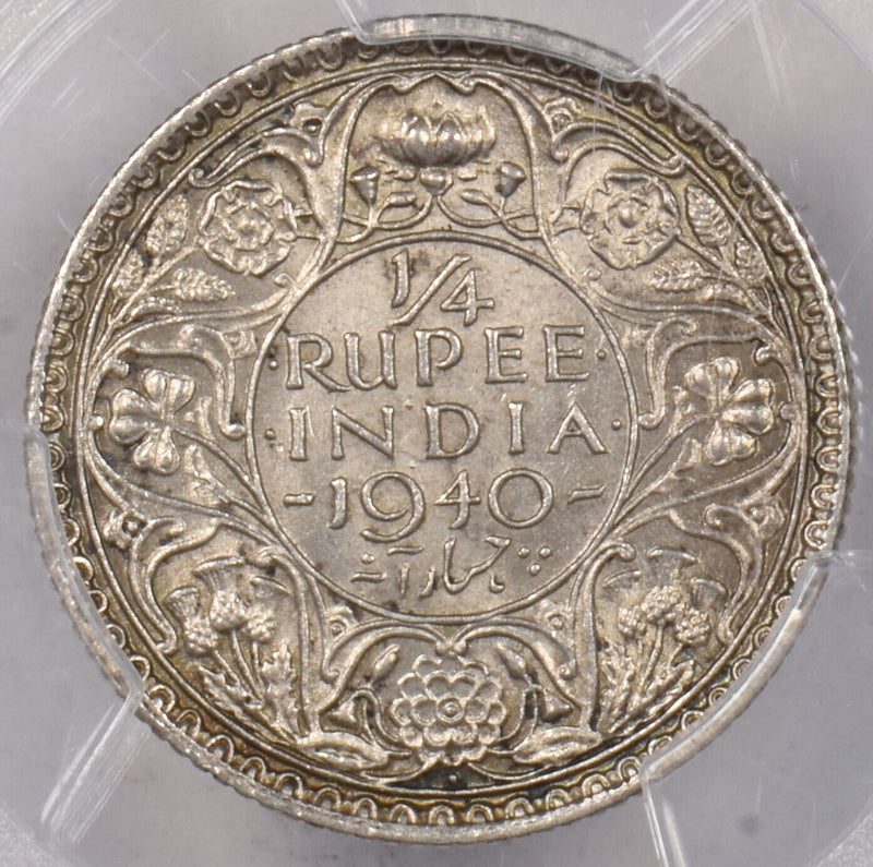India British 1940 B 1/4 Rupee PCGS MS 63 SW-9.84 Short Trefoils PI0127 combine