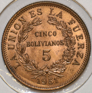 Bolivia 1951 KN 5 Bolivianos 296887 combine shipping