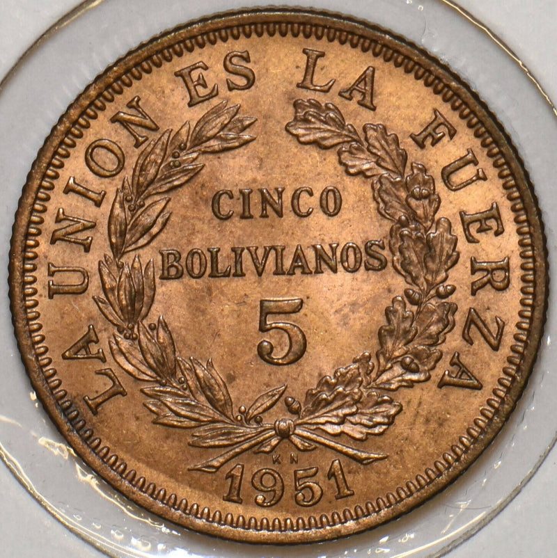 Bolivia 1951 KN 5 Bolivianos 296887 combine shipping