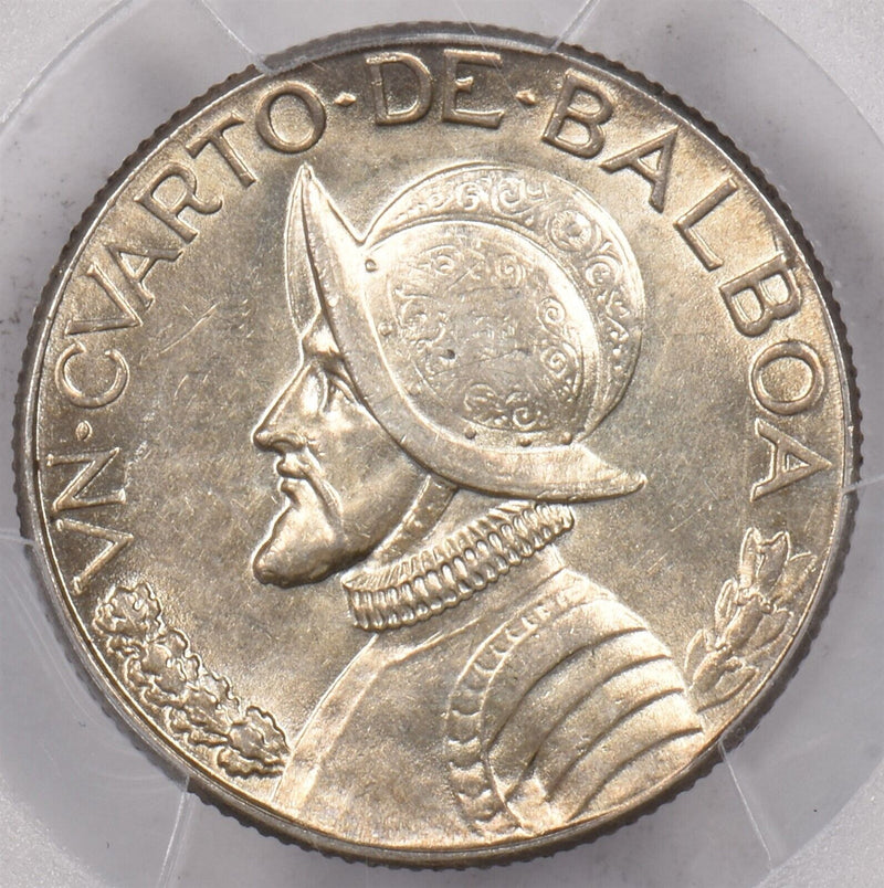 Panama 1930 1/4 Balboa PCGS AU 58 PC1466 combine shipping