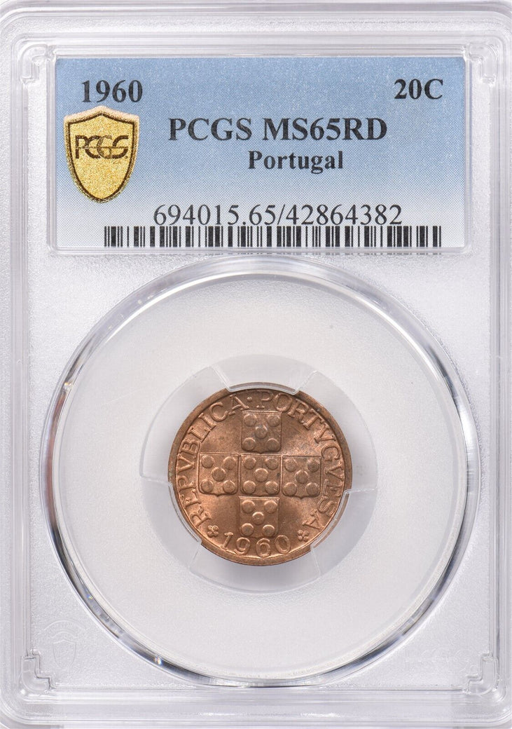 Portugal 1960 20 Centavos PCGS MS 65 RED PI0074 combine shipping